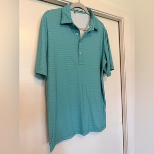 Criquet Green and Light Blue Bottle Opener Polo Shirt Size Medium